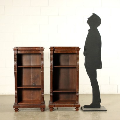 Pair of Small Mahogany Bookcases Italy XIX Century