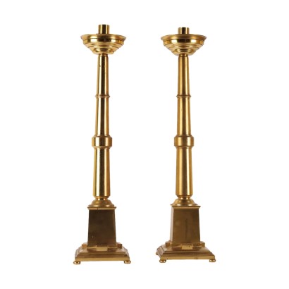 Pair of Candlesticks Bronze Italy XX Century