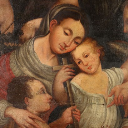 Vierge à l\'Enfant Huile sur Toile Italie XVIIe Siècle