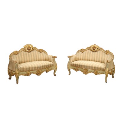 antigüedades, sofas, sofas antiguos, sofas antiguos, sofas italianos antiguos, sofa antiguo, sofa neoclasico, sofa siglo XIX, Pareja de Sofas Eclecticos