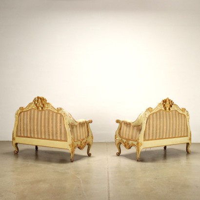Paar Eklektische Sofa Geschnitzes Holz Italien XIX Jhd