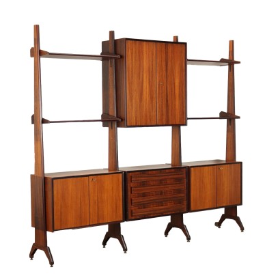 Bookcase Jacaranda Veneered Wood Italy 1960s