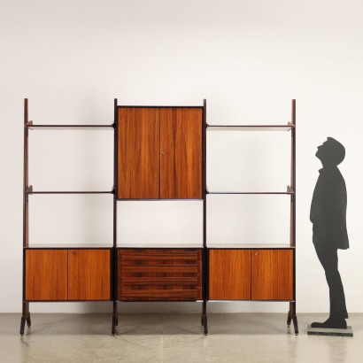 Bookcase Jacaranda Veneered Wood Italy 1960s