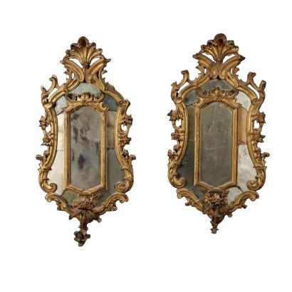 Pair of Mirrors Baroque Gilded Wood Italy XVIII Century