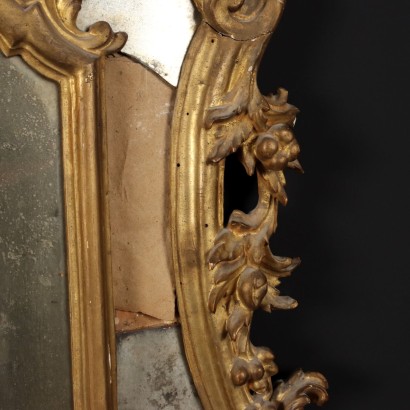 Paire de Miroirs Baroque Bois Doré Italie XVIIe-XVIIIe Siècle