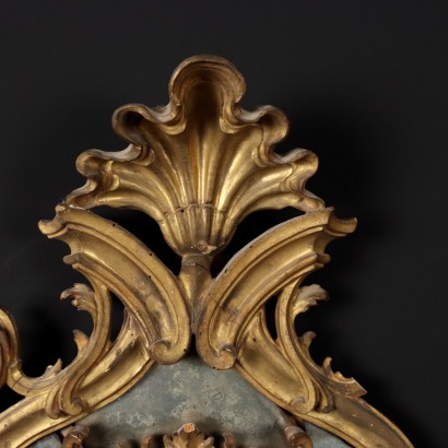 Paire de Miroirs Baroque Bois Doré Italie XVIIe-XVIIIe Siècle