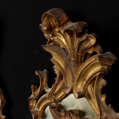 Paire de Miroirs Baroque Bois Doré Italie XVIIe-XVIIIe Siècle