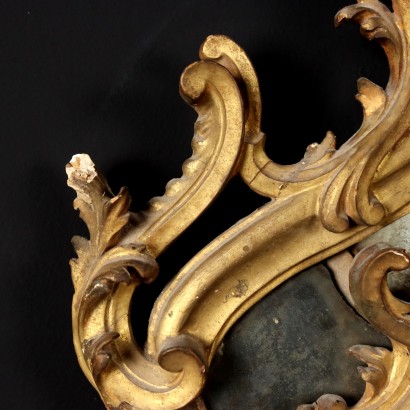 Paire de Miroirs Baroque Bois Doré Italie XVIIe-XVIIIe Siècle