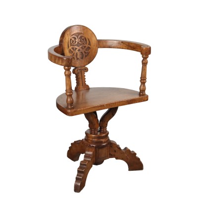 Swivel Chair Alpine Taste Walnut Italy XIX Century