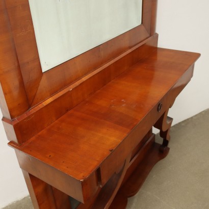 Console with Mirror Charles X Cherrywood Italy XIX Century