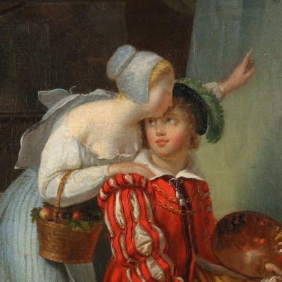 arte, Arte italiano, Pintura italiana del siglo XIX, Pintura con Género Escena, El pintor y la niña