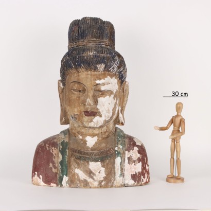 Buste Guanyin Bois Chine XXe Siècle