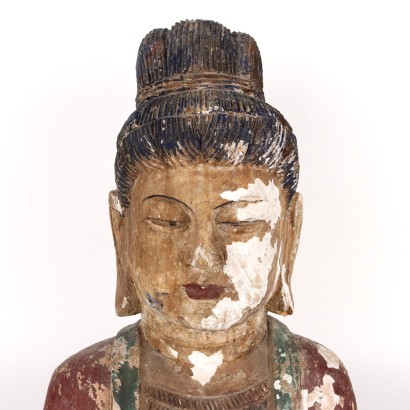 Guanyin Bust Carved Wood China XX Century