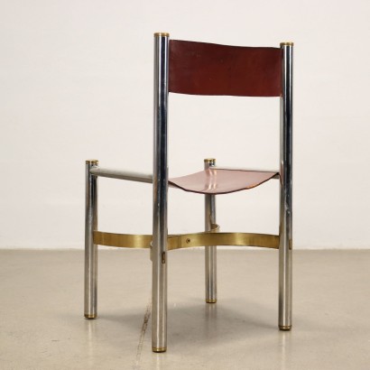 Groupe de 3 Chaises Cuir Italie Années 1970