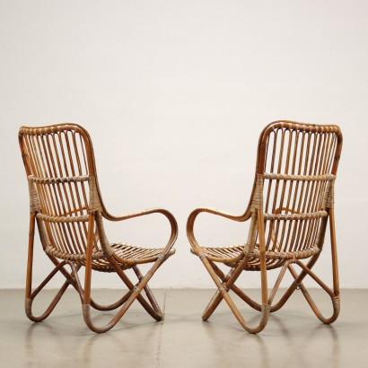 Paire de Fauteuils Bambou Italie Années 1970