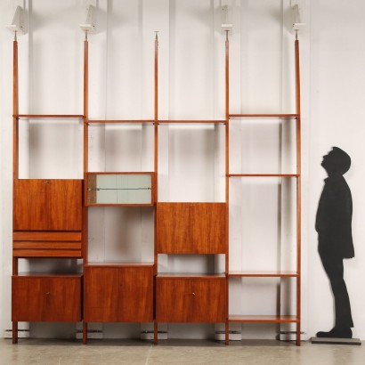 Ceiling Bookcase Teak Veneer Italy 1960s