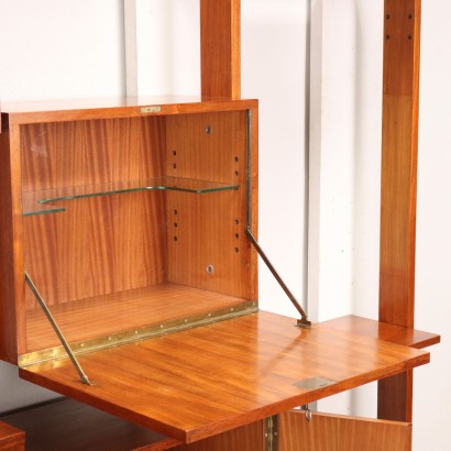 Ceiling Bookcase Teak Veneer Italy 1960s