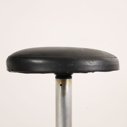 Groupe de 3 Tabourets Simili Cuir Italie Années 1960-1970