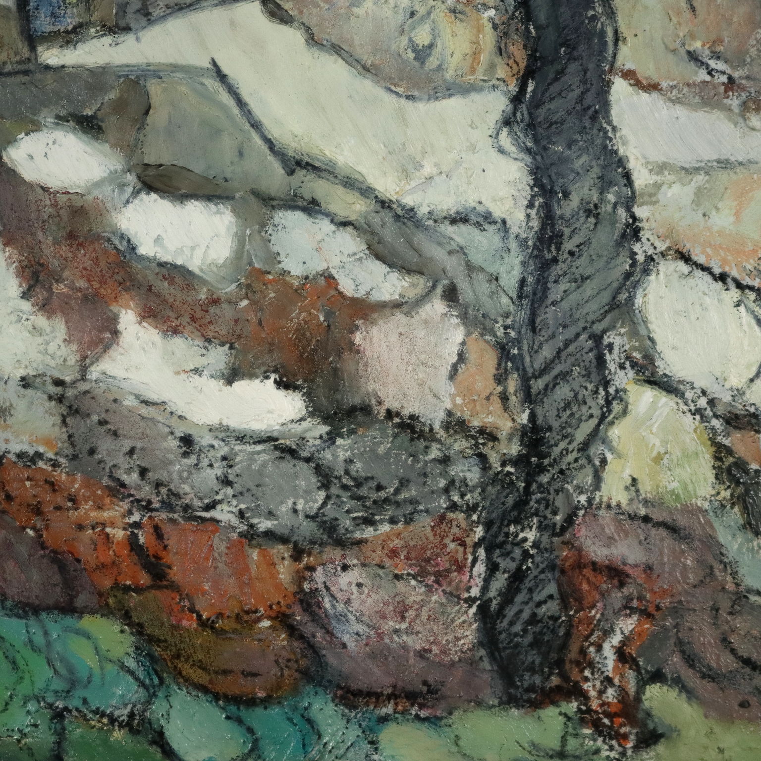 Dipinto di Eugenio Levi Paesaggio con Case Quadro Novecento Pittura