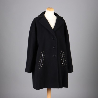 Cappotto Love Moschino Nero con Borchie%,Cappotto Love Moschino Nero con Borchie%
