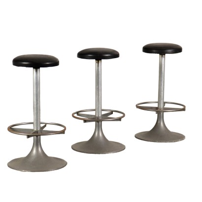 Group of 3 Swivel Stools Leatherette Italy 1960s-1970s