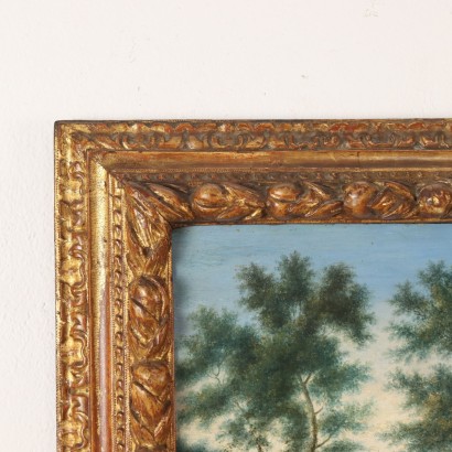 Landscape with Figures Oil on Wooden Board Europe XVIII-XIX Century