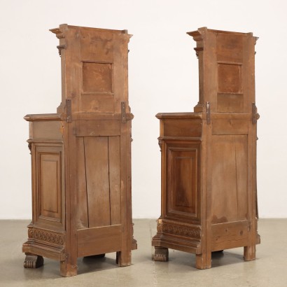 Pair of Bedside Tables Neo-Renaissance Style Walnut Italy XX Century