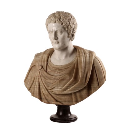 Bust of Roman Emperor White Marble Italy XX Century