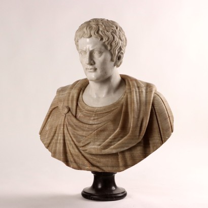 Bust of Roman Emperor White Marble Italy XX Century