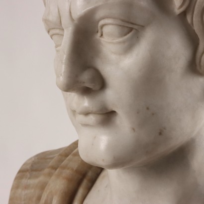 Bust of Roman Emperor White Marble Italy XX Century