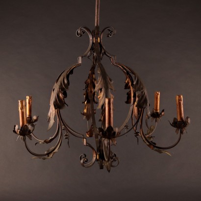 Chandelier Wrought Iron Italy XX Century