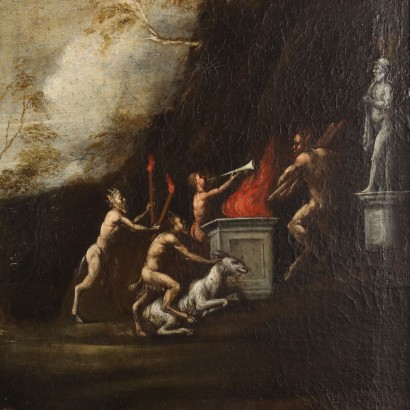 Peint avec Scène Mythologique, Cupidon et Psyché