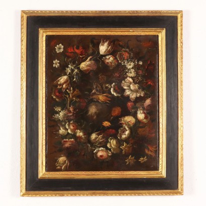 Cuadro de bodegones con flores del siglo XVIII