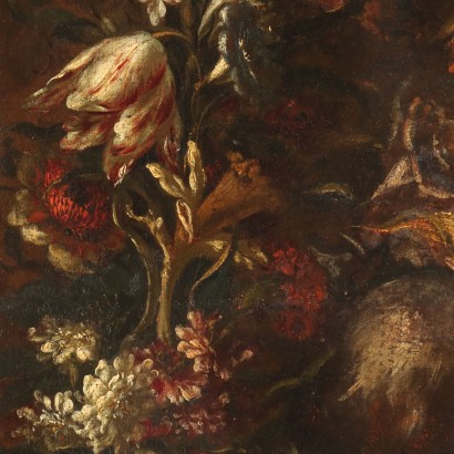 Nature Morte aux Fleurs Huile sur Tuile Italie XVIIIe Siècle