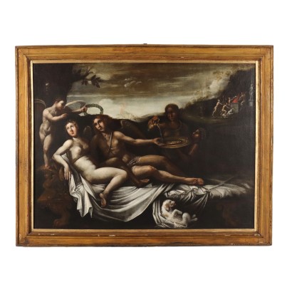 Painting Love and Psyche Oil on Canvas Italy XVIII Century