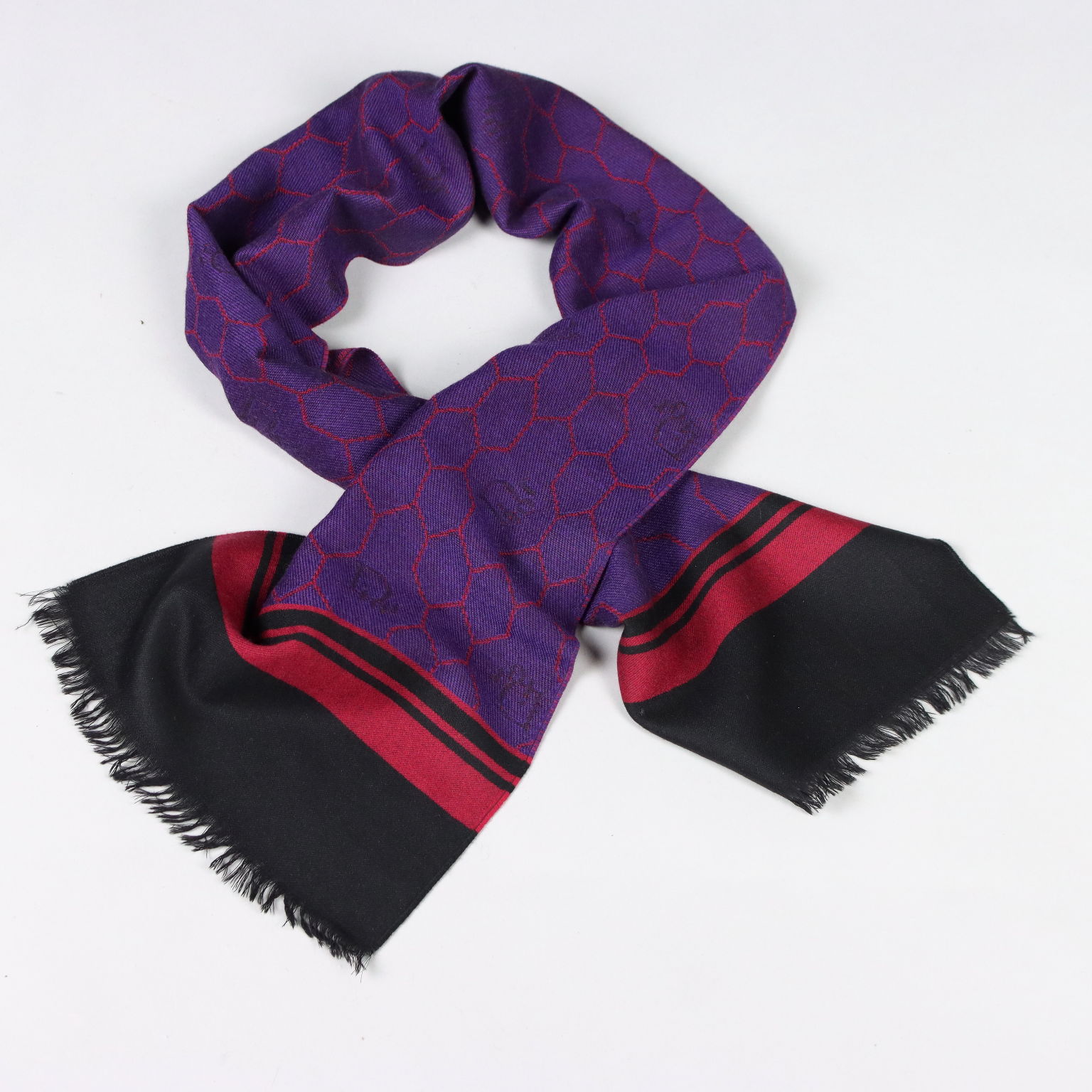 Dior Monsieur Sciarpa Vintage Uomo Lana Parigi Anni 90 Rosso scuro