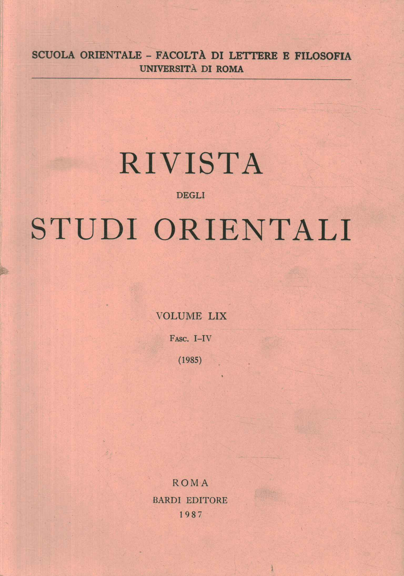 Rivista degli studi orientali (1985 n.%2
