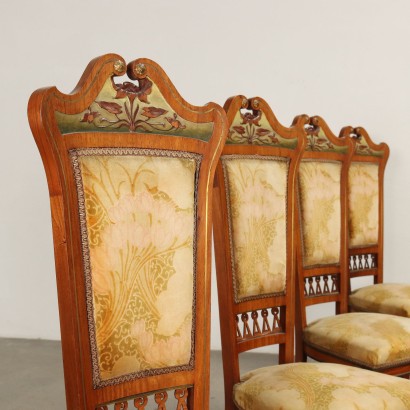 Groupe de Chaises et Fauteuils Art Nouveau Acajou XIXe Siècle