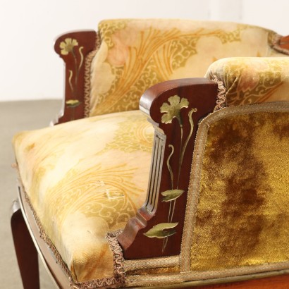 Group of Chairs and Armchairs Art Nouveau Italy XIX Century