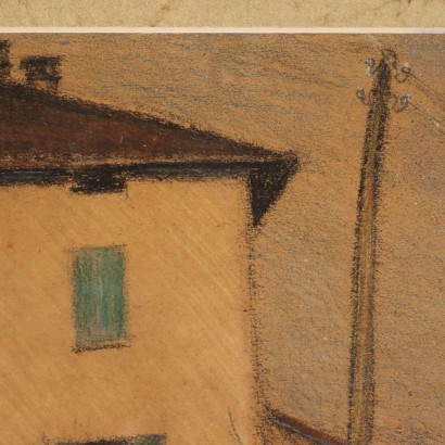 Landschaft mit Häuschen Farbstifte auf Papier Italien 1930