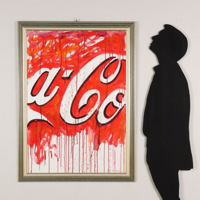 Coca Copie de M. Schifano Technique Mixte sur Toile Italie XXe Siècl