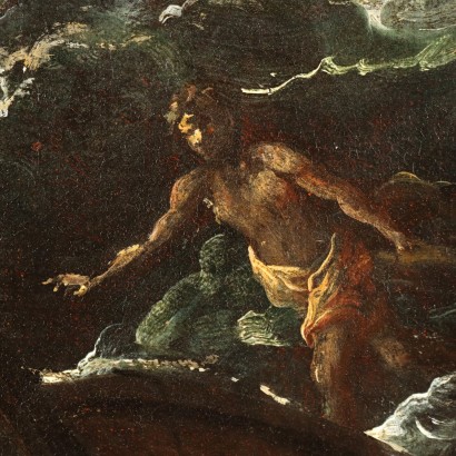 The Wavy Sea Oil on Canvas Italy XVII-XVIII Century