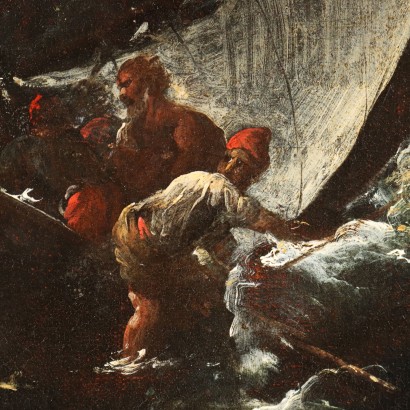 arte, arte italiana, pittura antica italiana,Dipinto con Mare in Burrasca,Marco Ricci