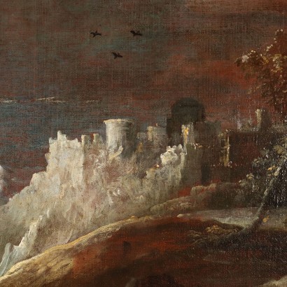 arte, arte italiana, pittura antica italiana,Dipinto con Mare in Burrasca,Marco Ricci