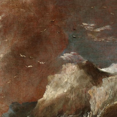 La Mer Orageuse Huile sur Toile Italie XVIIe-XVIIIe Siècle