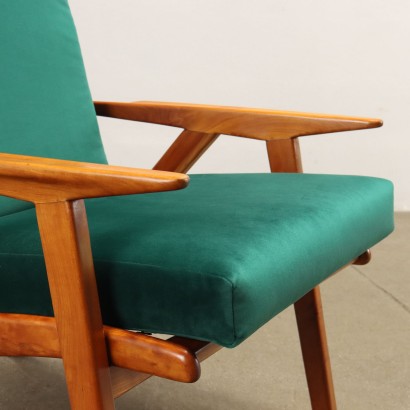 Pair of Armchairs Beech Wood Italy 1950s