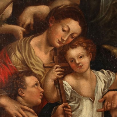 arte, arte italiana, pittura antica italiana,Dipinto con Madonna con Bambino San Gi,Madonna con Bambino San Giovannino e ,Madonna con Bambino San Giovannino e ,Madonna con Bambino San Giovannino e