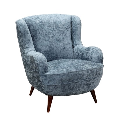 Fauteuil Velour Italie Années 1950