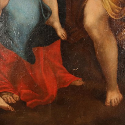 Heilige Jungfrau und Kind Öl auf Leinwand Italien XVII Jhd