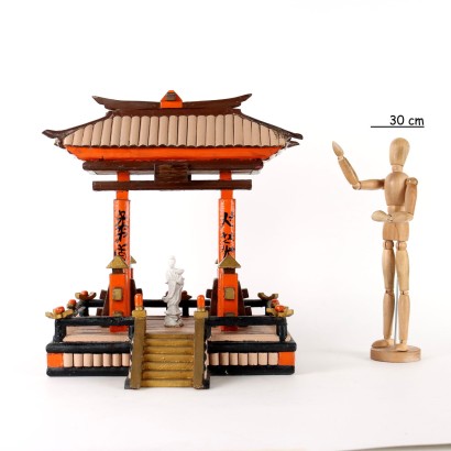 Temple with Guanyin Statue Porcelain Japan XX Century